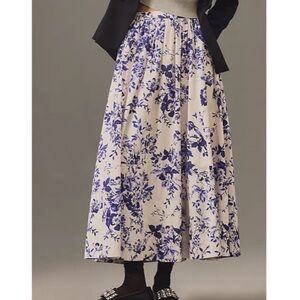 By Anthropologie The Jacie Poplin Printed Midi Skirt